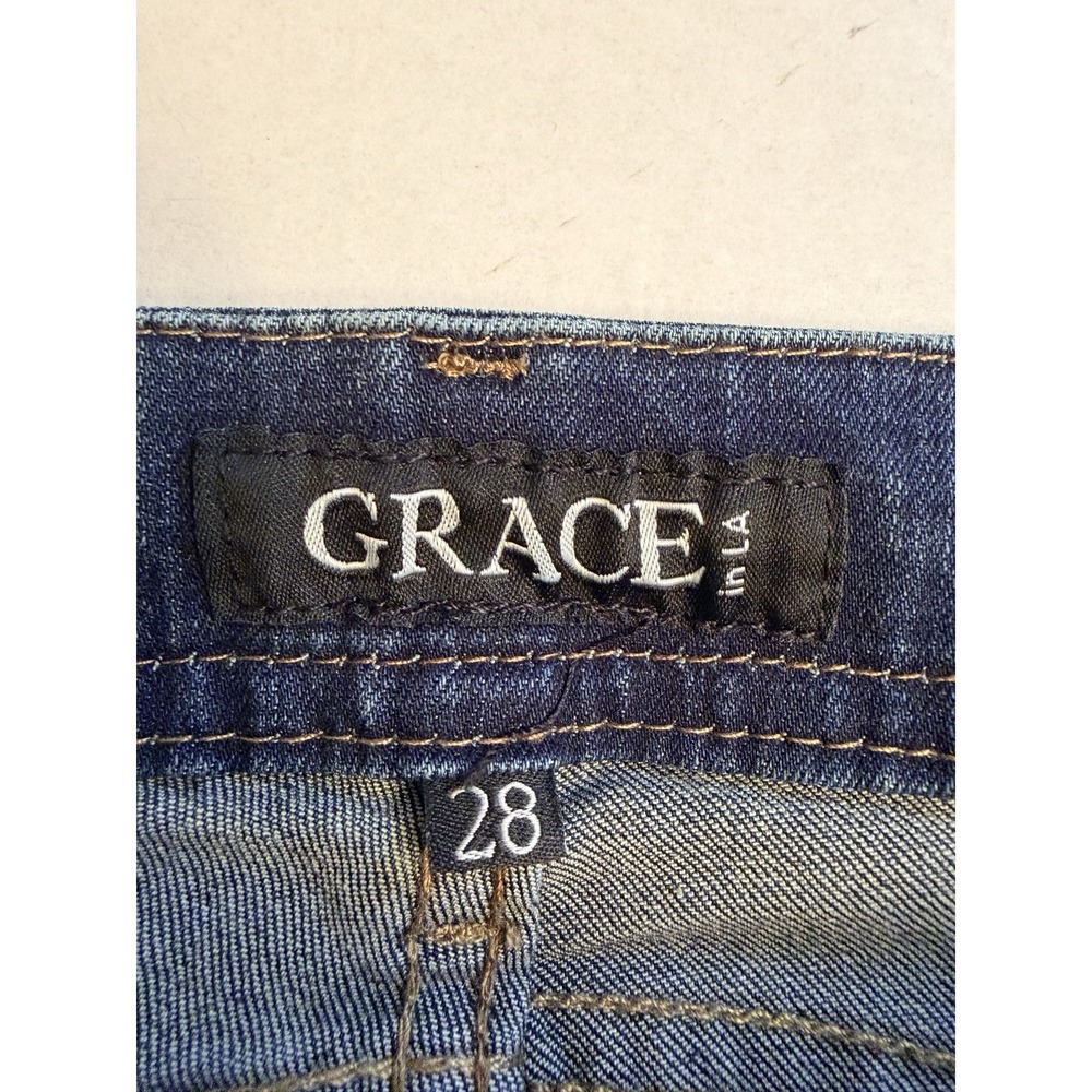 NWT Grace in LA Women's 28 Straight Leg Jeans Easy Fit Denim Stretch Distressed - Picture 7 of 15